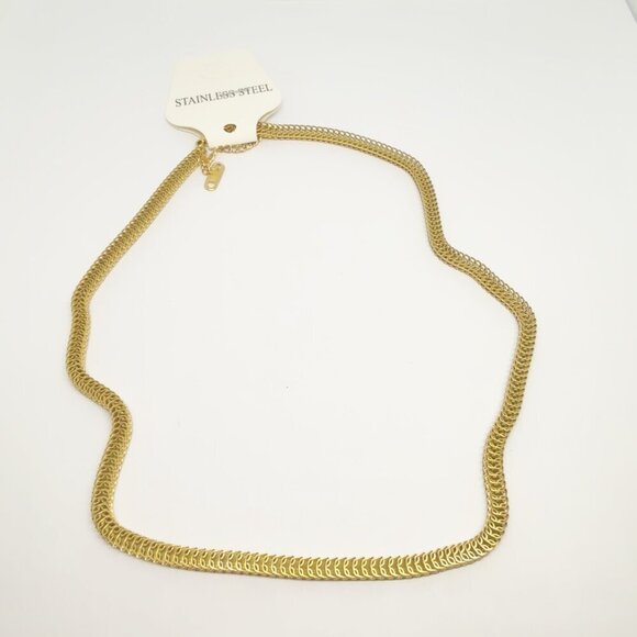 18K Gold Plated Stainless Steel Herringbone Necklace - Picture 7 of 7